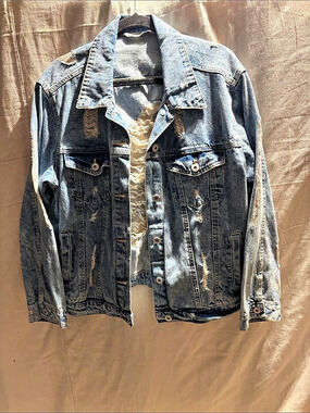 HIGHWAY Distressed Denim Jacket in Blue